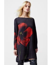 French Connection - Oversized Long Sleeve Chiffon Floral Mini Dress - Lyst