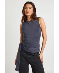 Boohoo - Slinky Double Layer Drape Detail Top - Lyst