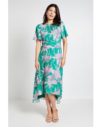 Wallis - Floral Wrap Waist Midi Dress - Lyst