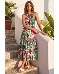 Roman - Petite Print Tiered Hem Maxi Dress - Lyst
