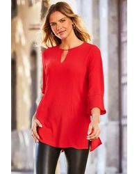 Sosandar - Keyhole Detail Fluted Cuff Tunic Top - Lyst
