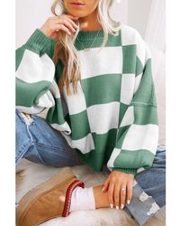 Azura Exchange - Checkered Bishop Sleeve Sweater - Lyst