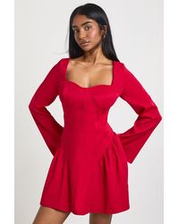 Boohoo - Sweetheart Neck Tailored Full Skirt Mini Dress - Lyst