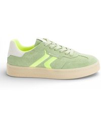 Tamaris - Leather Neon Stripes Trainers Sneaker Shoes - Lyst