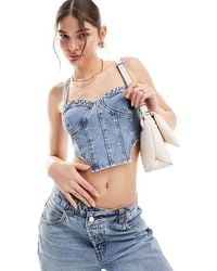 Miss Selfridge - Denim Seamed Cami Top - Lyst