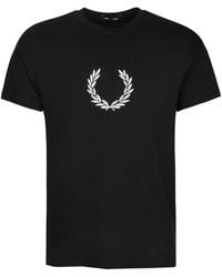 Fred Perry - Textured Laurel Wreath T-Shirt Cotton - Lyst