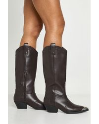 Boohoo - Metal Toecap Detail Western Cowboy Boots - Lyst