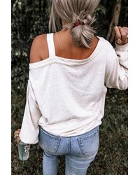 Azura Exchange - Eén-schouder Brei Top Relaxed Fit - Lyst