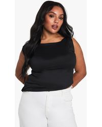 Boohoo - Plus Knot Shoulder Asymmetric Top - Lyst