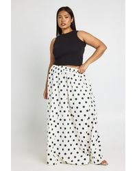 Boohoo - Plus Polka Dot Poplin Volume Maxi Skirt - Lyst