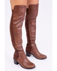 Where's That From - Britta Thigh High Mid Heeled Boots - Lyst