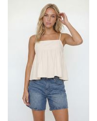 Boohoo - Linen Look Peplum Cami - Lyst
