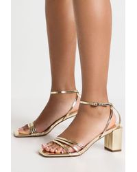 Boohoo - Wide Fit Metallic Block Strappy 2 Part Heels - Lyst