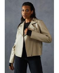 MissPap - Leather Look Biker Jacket - Lyst