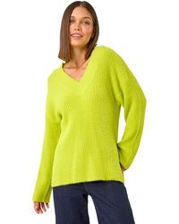 Roman - V-Neck Fluffy Knit Jumper - Lyst