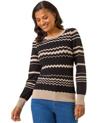 Roman - Contrast Zig Zag Knitted Jumper - Lyst