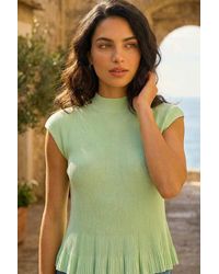 Roman - Crinkle Knit Peplum Top - Lyst