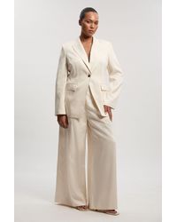 Karen Millen - Plus Size Tailored Linen Single Breasted Blazer - Lyst