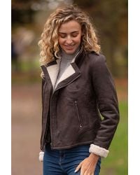 Ashwood Leather - 'Jan' Real Biker Style Jacket With Faux Fur Lining - Lyst