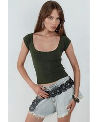 Busem - Slim Fit Ribbed U Collar Blouse - Lyst
