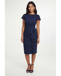 Wallis - Crepe Ruffle Pencil Dress - Lyst