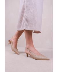 Where's That From - Wheres 'New Form' Wide Fit Low Kitten Heels With Pointed Toe & Elastic Slingback - Lyst