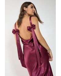Nasty Gal - Satin Cowl Back Bow Strap Bias Cut Maxi Dress - Lyst