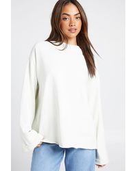 Boohoo - Washed Loopback Raw Hem Oversized Sweatshirt - Lyst
