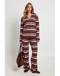 Boohoo - Super Soft Rib Knitted Boyfriend Cardigan And Wide Leg Trouser Co-Ord - Lyst