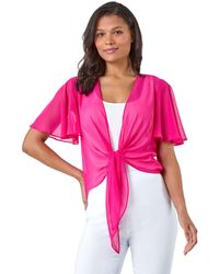 Roman - Chiffon Draped Tie Front Cover Up - Lyst