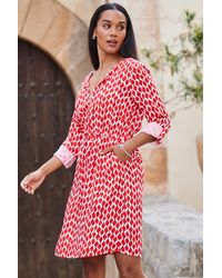 Sosandar - Geometric Print Tie Waist Dress - Lyst