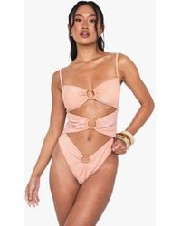 Boohoo - Glitter Cutout Bathing Suit - Lyst