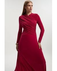 Karen Millen - Ruched Jersey Crepe Maxi Dress - Lyst