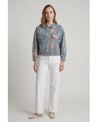 Izabel London - Floral Print Boxy Denim Jacket - Lyst