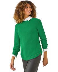 Roman - Textured Curved Hem Jumper - Lyst