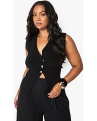 Boohoo - Plus Asymmetric Button Down Waistcoat - Lyst