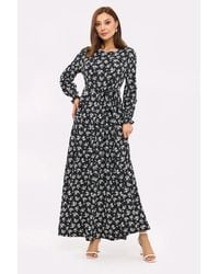 Hiccup - Floral Maxi Dress With Long Sleeves And Tie-Side - Lyst