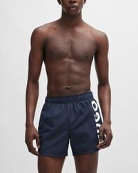 HUGO - Abas Logo-Print Swim Shorts - Lyst