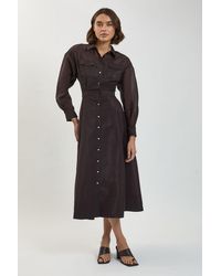 Karen Millen - Petite Trim Detail Organdie Midi Shirt Dress - Lyst