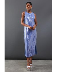 Warehouse - Sleeveless Sequin Midi Column Dress - Lyst