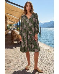 Roman - Petite Abstract Leaf Tiered Smock Dress - Lyst