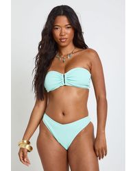 Boohoo - Textured Bandeau Bikini Top & Thong Bottom Set - Lyst