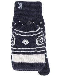 Heat Holders - Ladies Warm Fairisle Patterned Thermal Fingerless Converter Gloves - Lyst