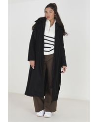 Brave Soul - 'Filippa' Faux Wool Maxi Hooded Trench Coat - Lyst