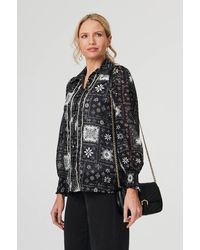 Izabel London - Mosaic Print Button-Up Semi Sheer Shirt - Lyst