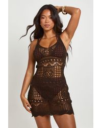 Boohoo - Crochet Knitted Mini Dress - Lyst