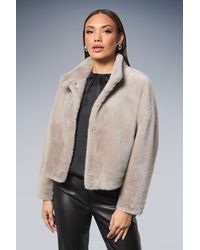 PRINCIPLES - Faux Fur Wrap Neck Short Coat - Lyst