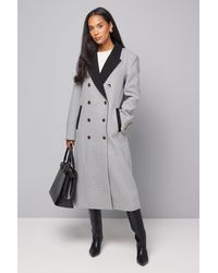 Wallis - Contrast Collar And Pocket Detail Coat - Lyst