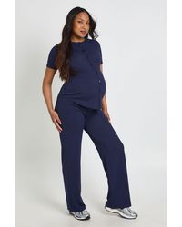 Boohoo - Maternity Soft Knit Button Cardigan & Wide Leg Trouser - Lyst