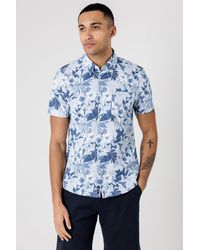 Kensington Eastside - Light Cotton Poplin Button-Up Tropical Print Shirt - Lyst
